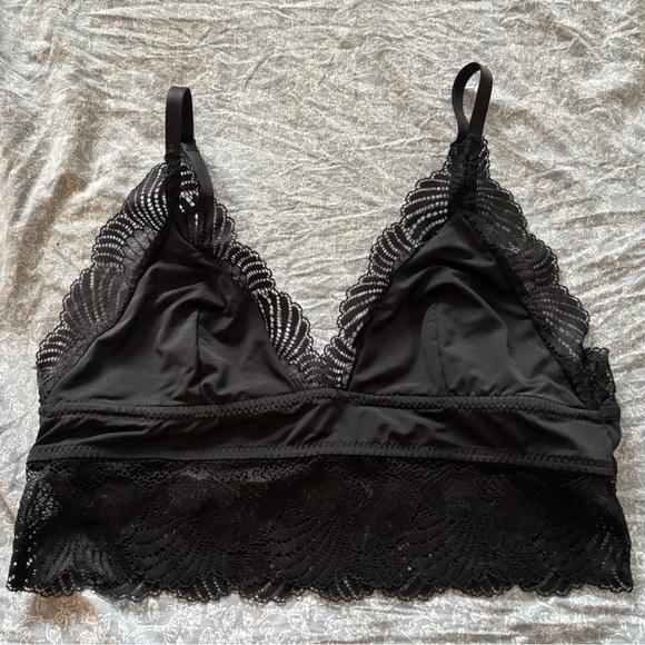 Francesca's Collections Other - Francesca’s Black Lace Trim Satin Bralette